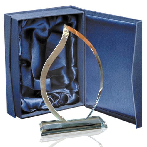 Galvano de cristal con caja de regalo azul